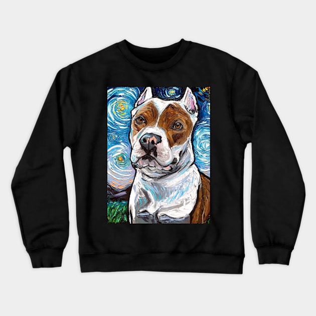 Pitbull Night 2 Crewneck Sweatshirt by sagittariusgallery